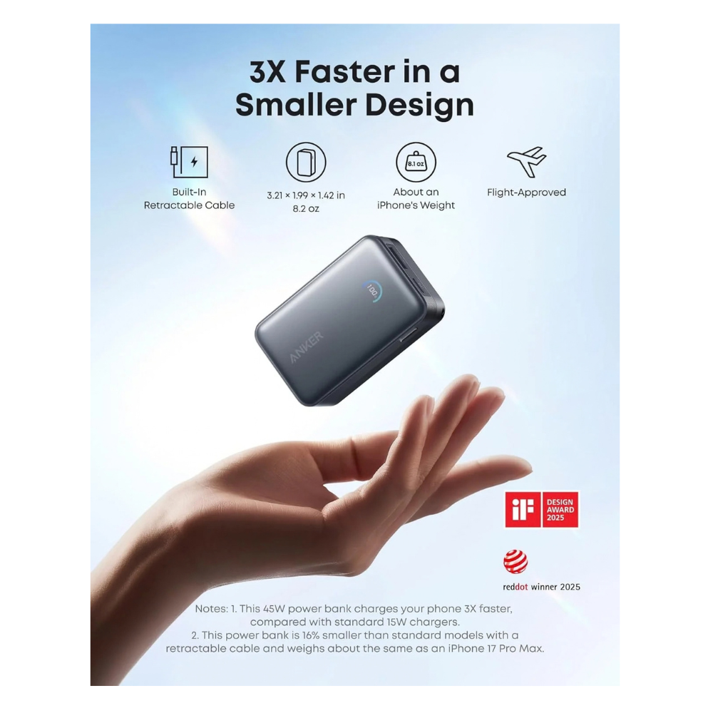 Anker Nano PB 10K 45W Retractable