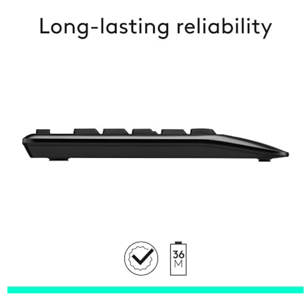 Logitech MK345 Full Size Wireless Keyboard and Mouse Combo - Black