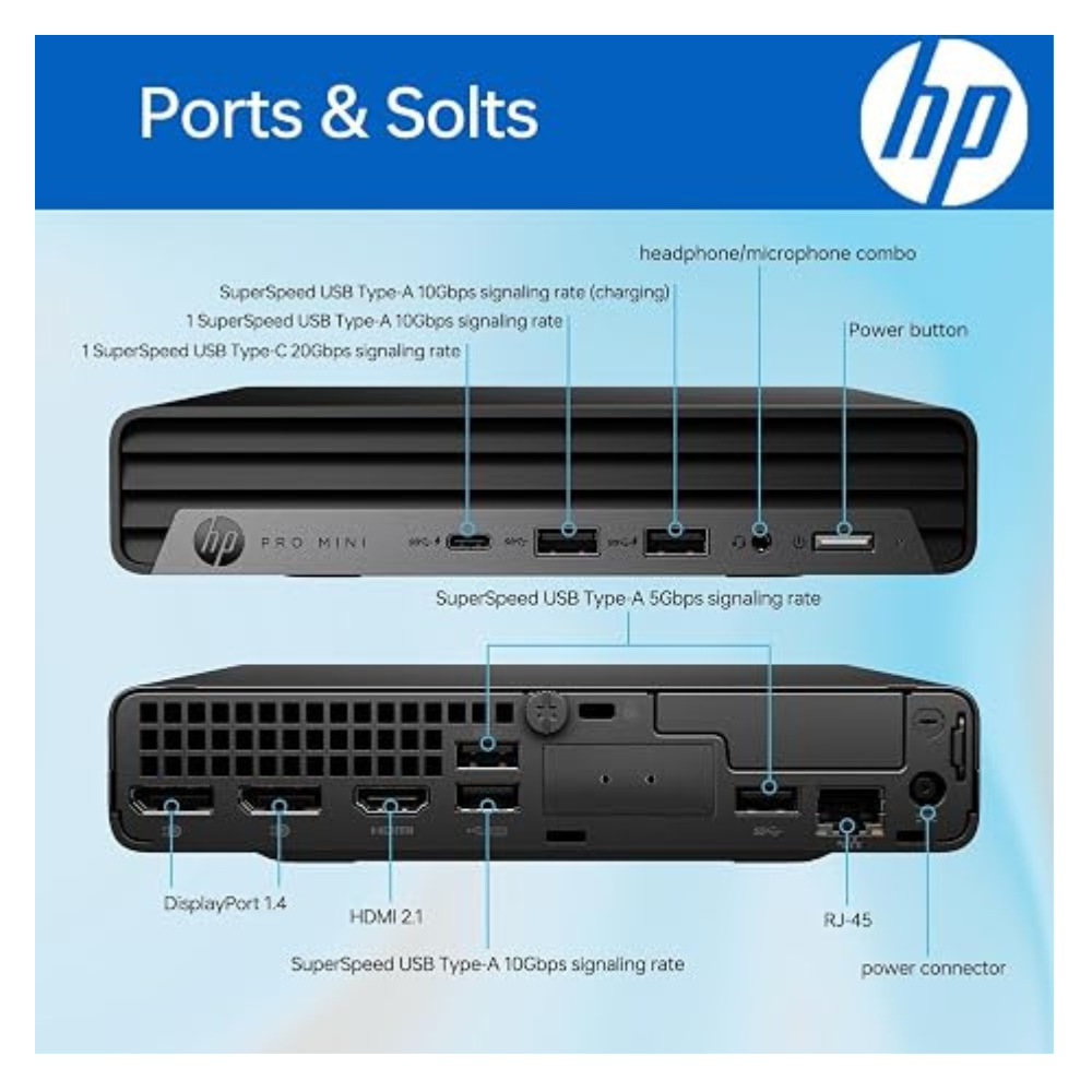 HP Pro Mini 260 G9 Desktop Intel Core i3-14100 8gb Ram 256gb SSD  DOS with 21.5'' Monitor