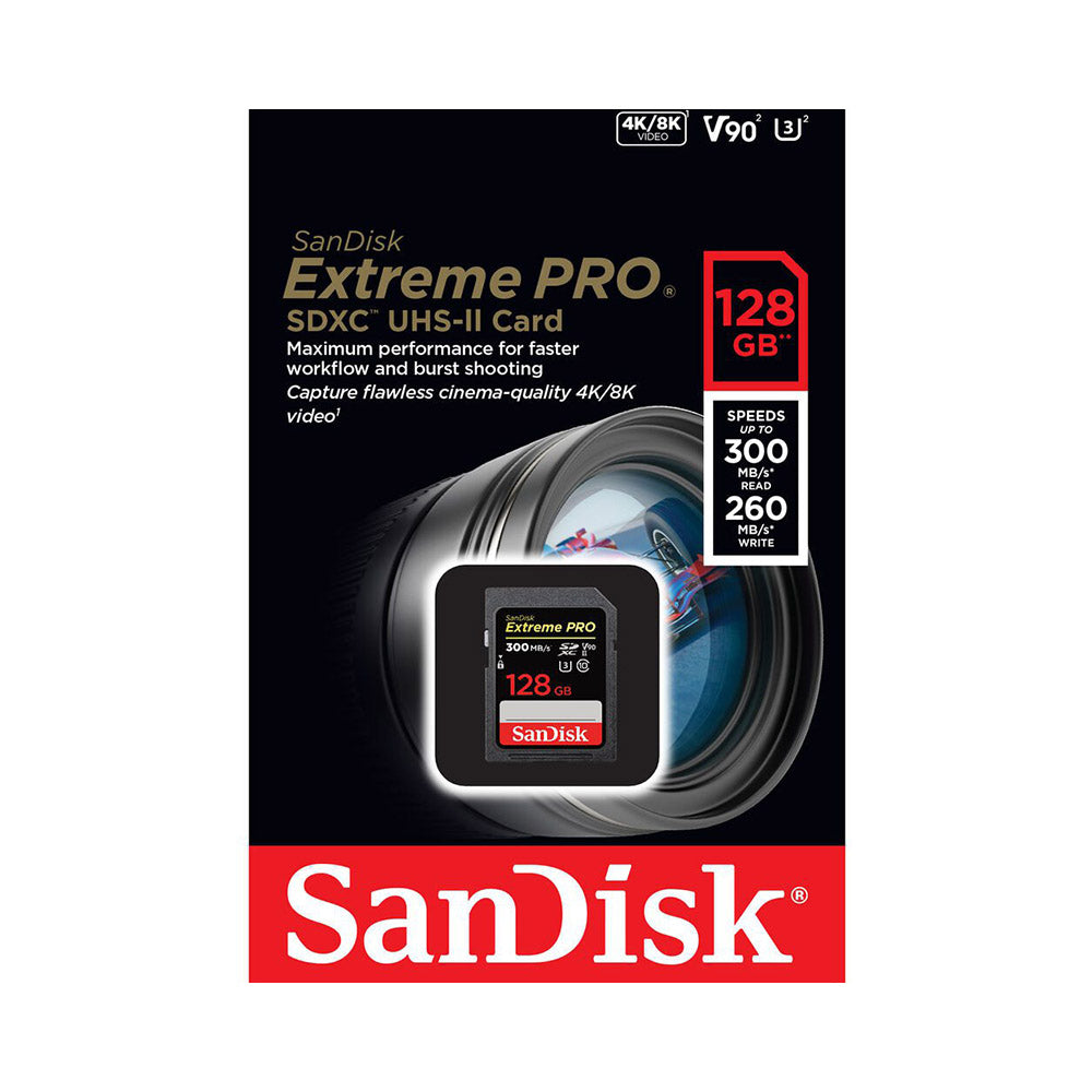 Sandisk SD Card 128GB Extreme PRO 300MB/S V30