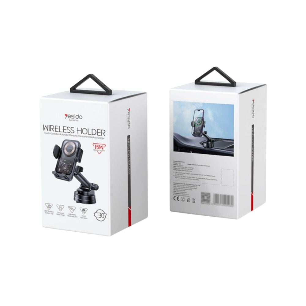 Yesido C307 15W Wireless Fast Charging Car Phone Holder
