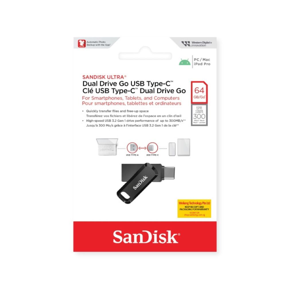 Sandisk 64gb Usb-C Dual Drive Go 300mb/s