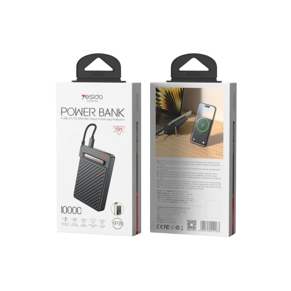 YESIDO YP78 Magnetic Wireless Charging 10000mAh Phone Power Bank