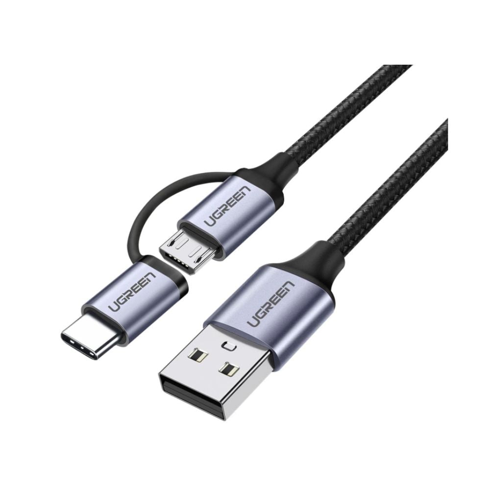 Ugreen 30875 cable 2in1 USB - micro USB / USB Type C cable 1m 2.4A black