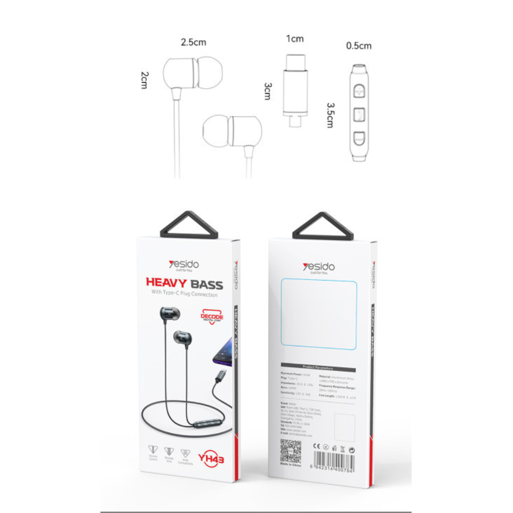 Yesido Heavy Bass Type-C Headset YH43