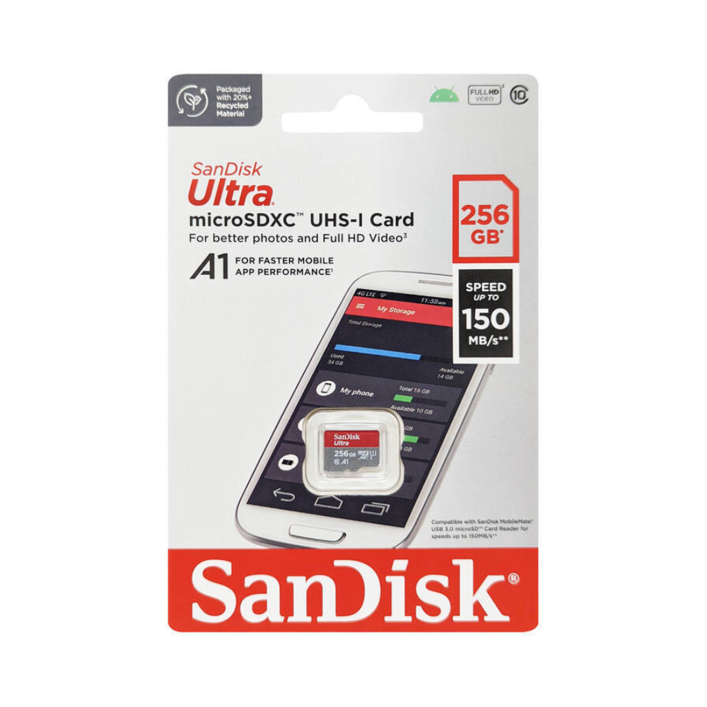 Sandisk Micro SD Card 256gb 150MB/S Class 10