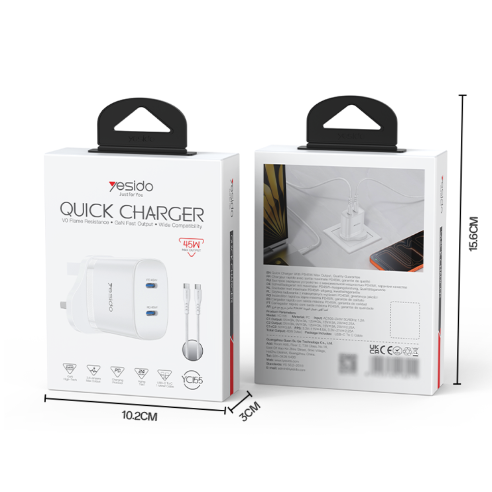 Yesido Charger 45W UK YC155