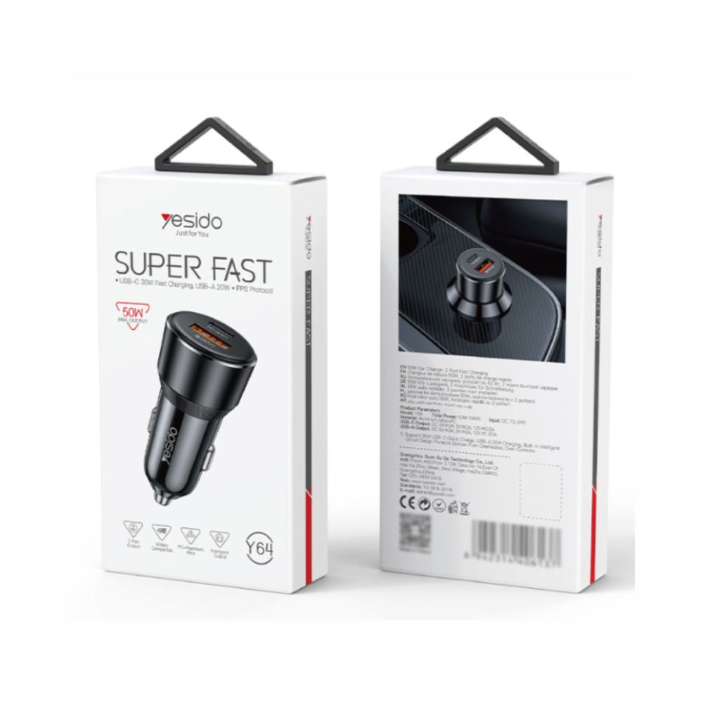 Yesido Y64 50W Fast Charging Car Charger