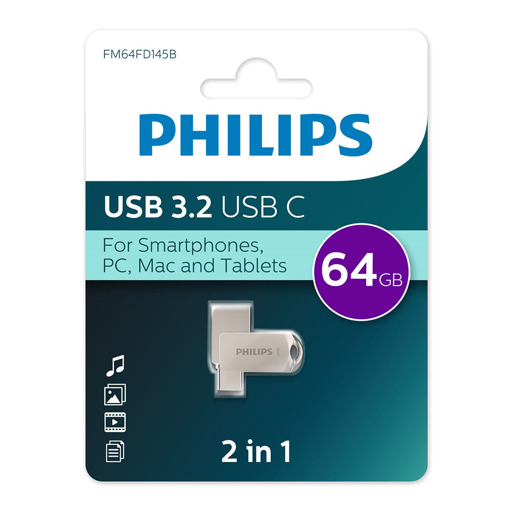 Philips 2-in-1 USB-C 64GB USB3.2