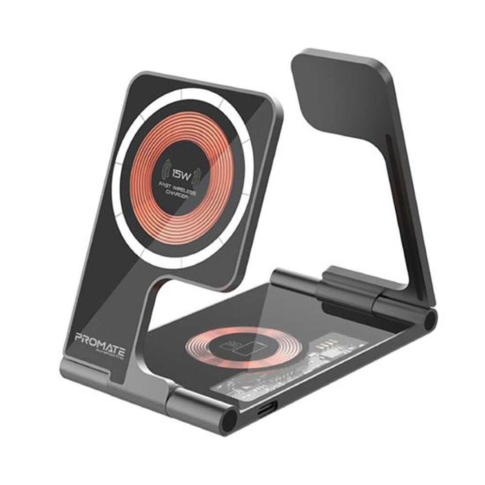 Promate AuraFold-Trio Foldable 15W  Wireless Charging Station