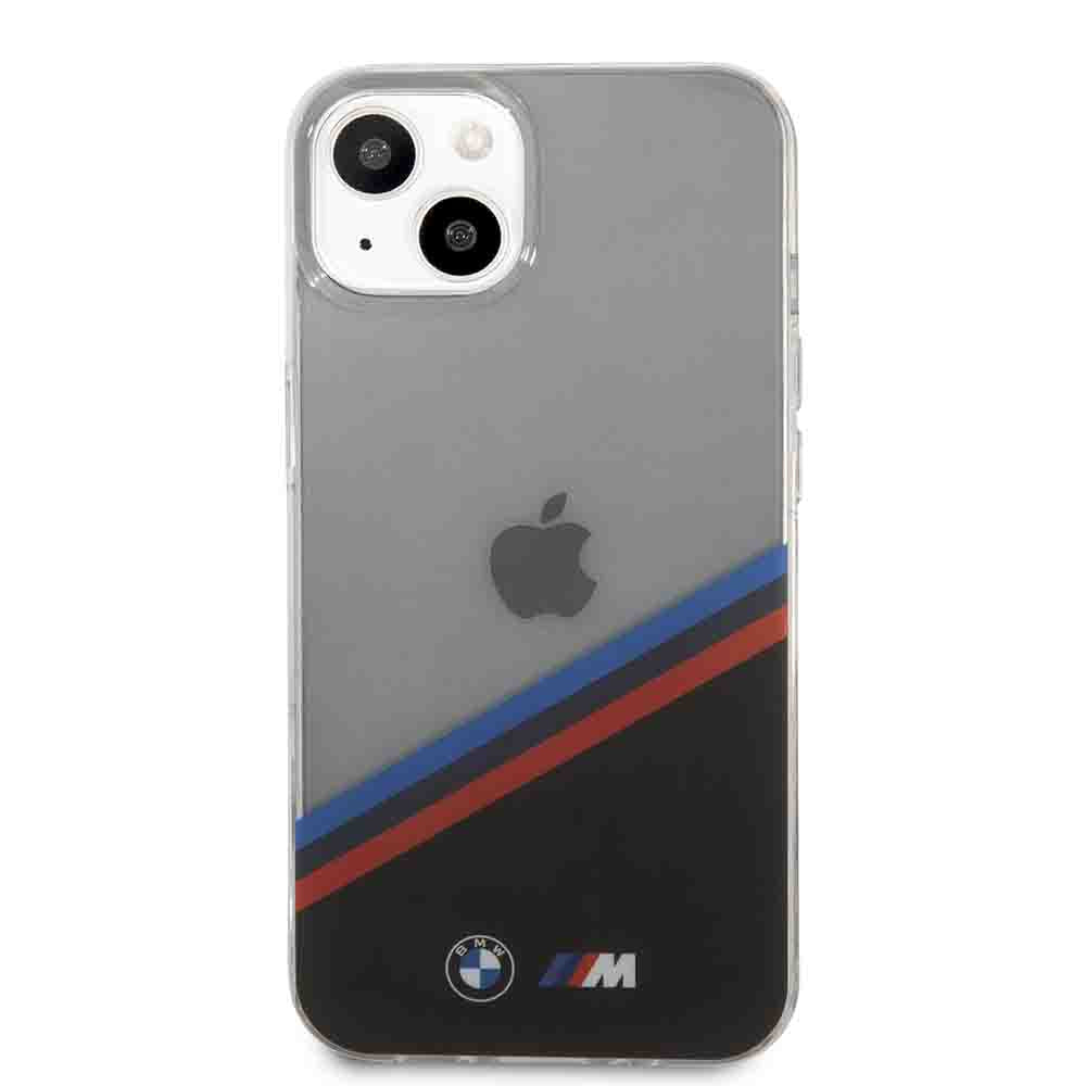 BMW M Collection PC/TPU Hard Case Tricolor Stripe Diagonal Black Lower Part For iPhone 13 (6.1") - TriColour