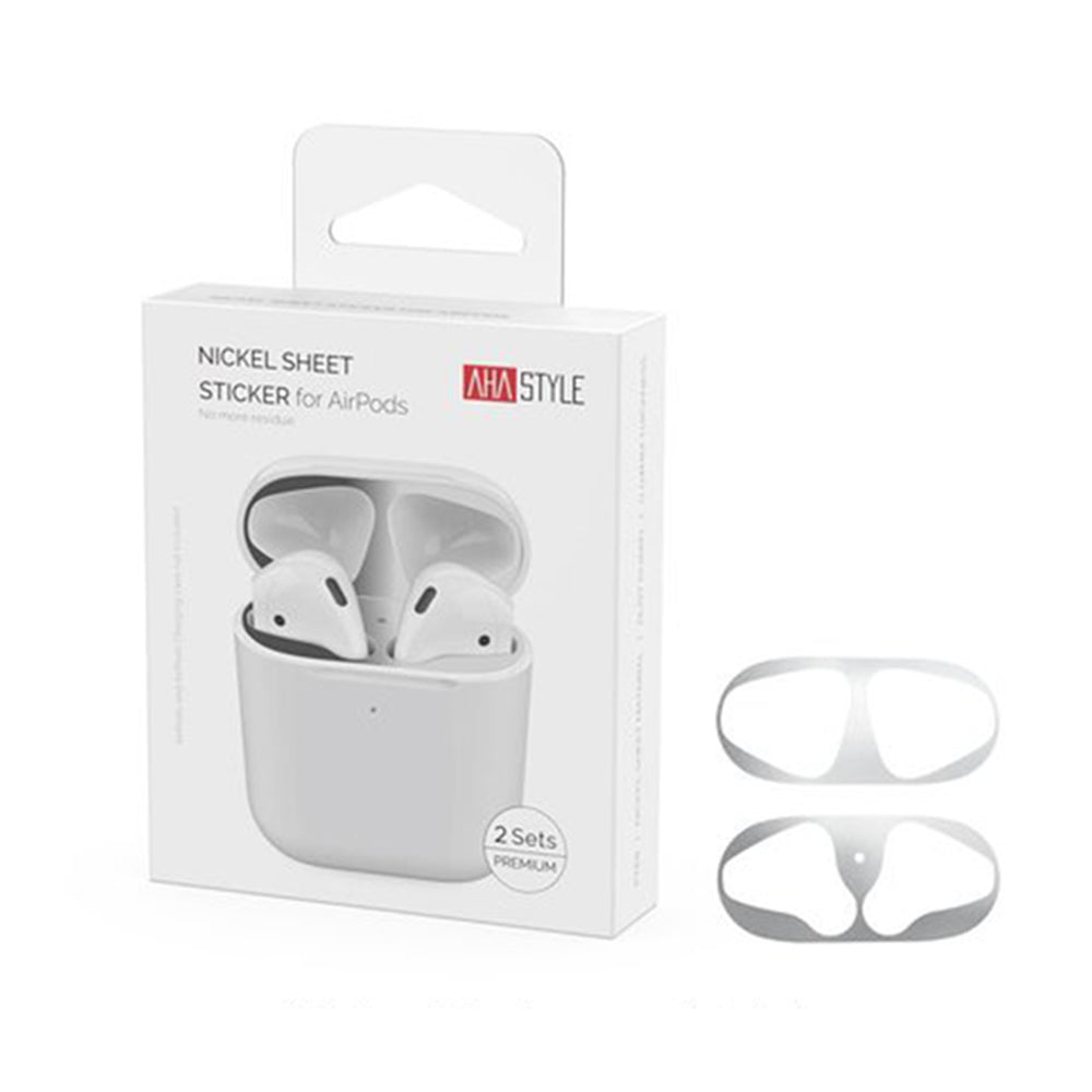 AhaStyle -  Nickel Sheet Sticker For AirPod ( 2 Sets ) - Silver (4792928469092)
