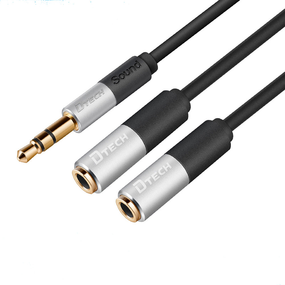 Dtech 3.5MM Male To 2 Female Stereo Audio 1.5M T0226 (4725343453284)