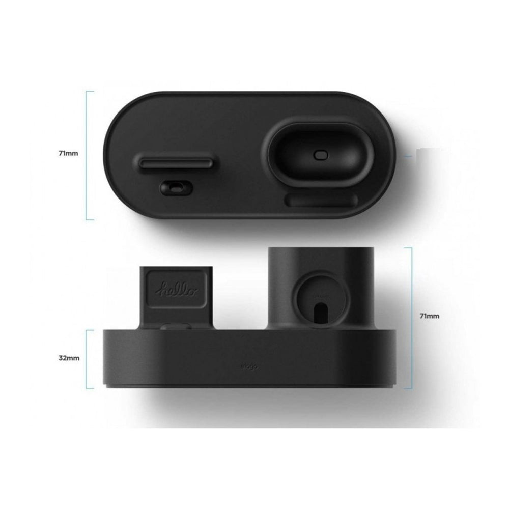 Elago 3 in 1 Charging Station Designed for Apple Watch, Apple AirPods and iPhone Models (Black) (4792935612516)