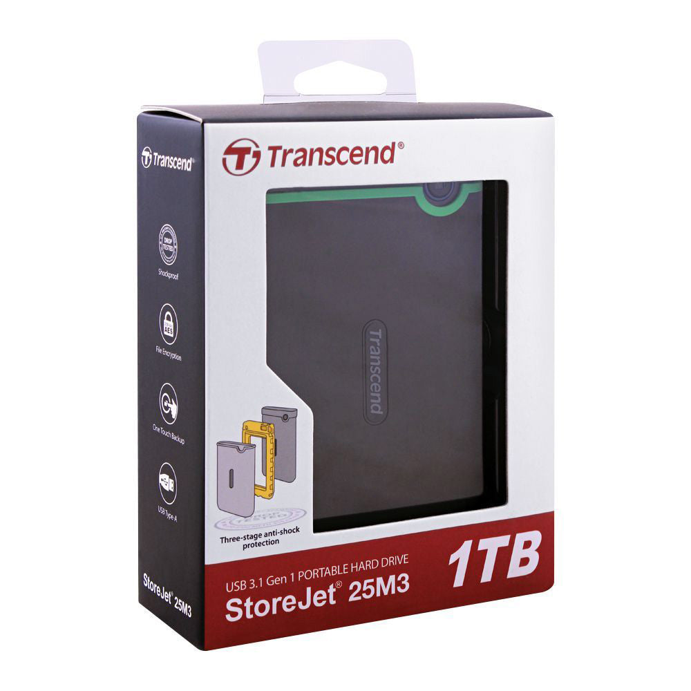 Transcend Storejet 25M3S External Hard Drive 1TB (4626874007652)