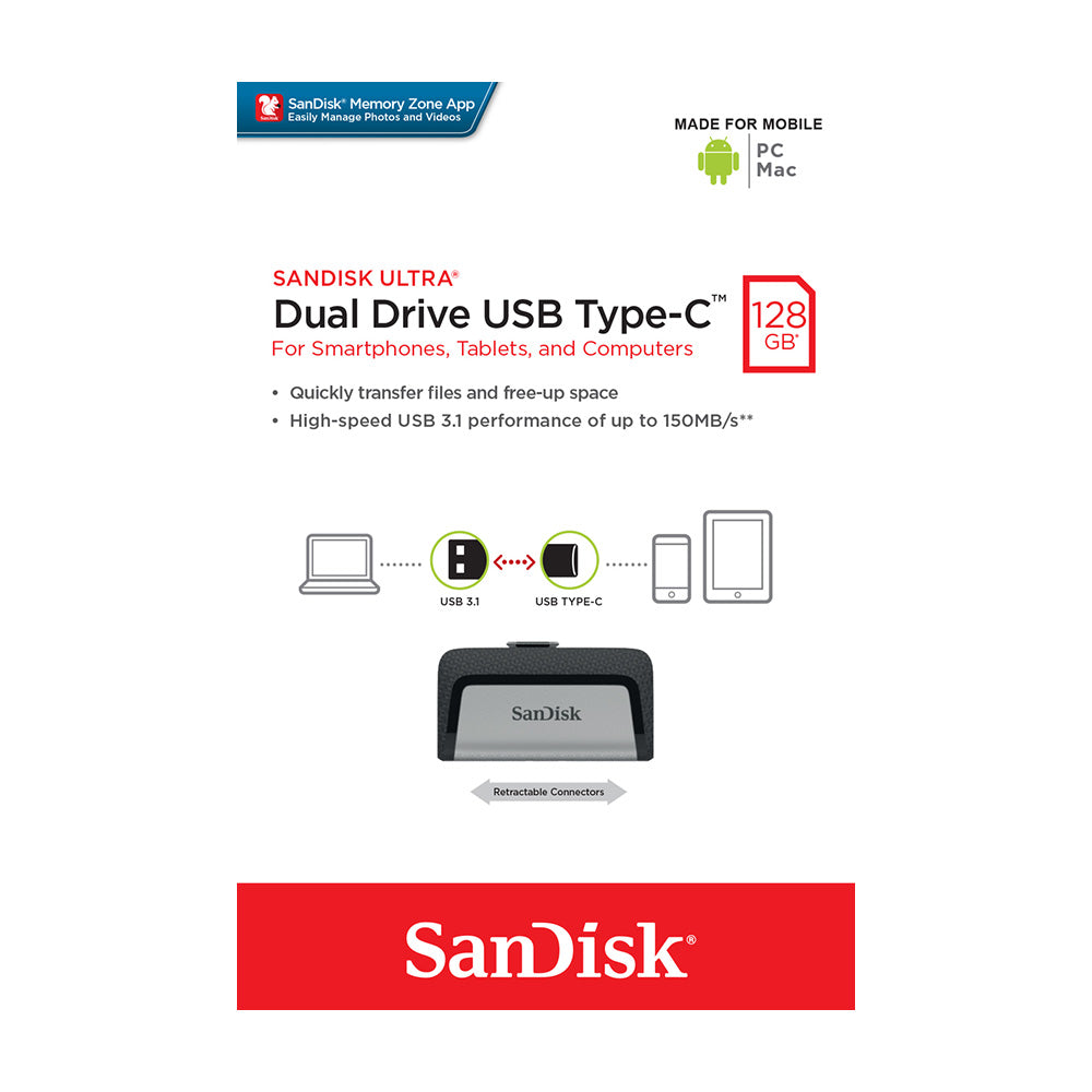 Pendrive SanDisk 128GB USB-C Ultra Dual Drive Go 150 MB/s