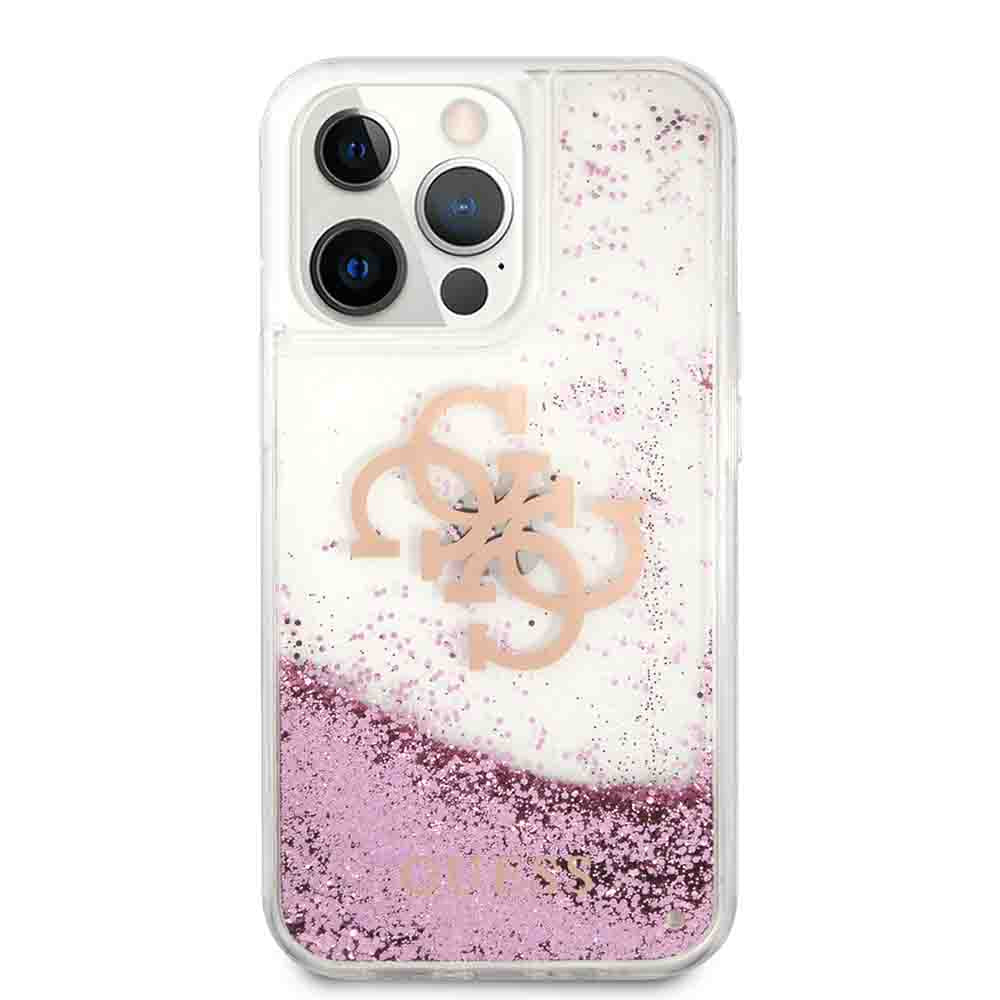 Guess Liquid Glitter Case 4G Electroplated Logo For iPhone 13 Pro Max (6.7
