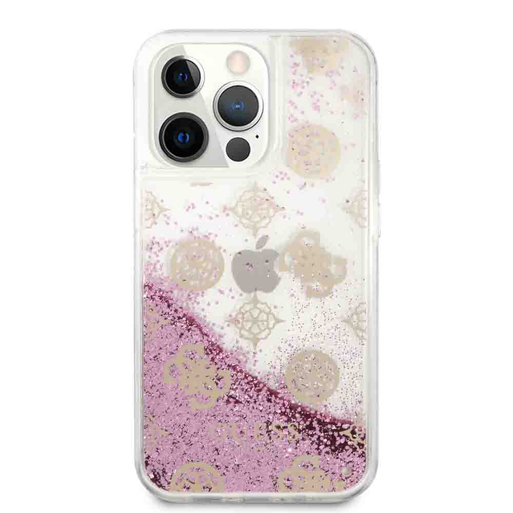 Guess Liquid Glitter Case Electroplated Peony Logo For iPhone 13 Pro (6.1