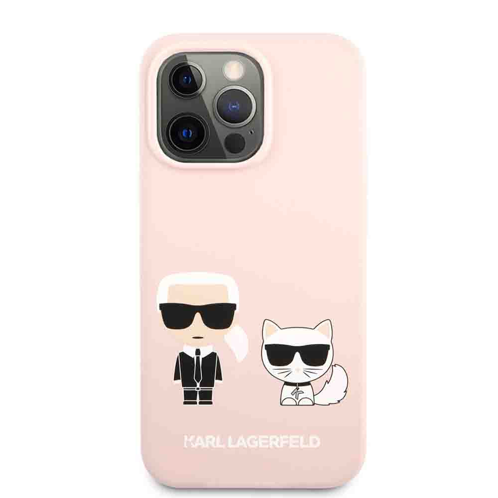 Karl Lagerfeld Liquid Silicone Case Karl And Choupette For iPhone 13 Pro Max (6.7") - Light Pink
