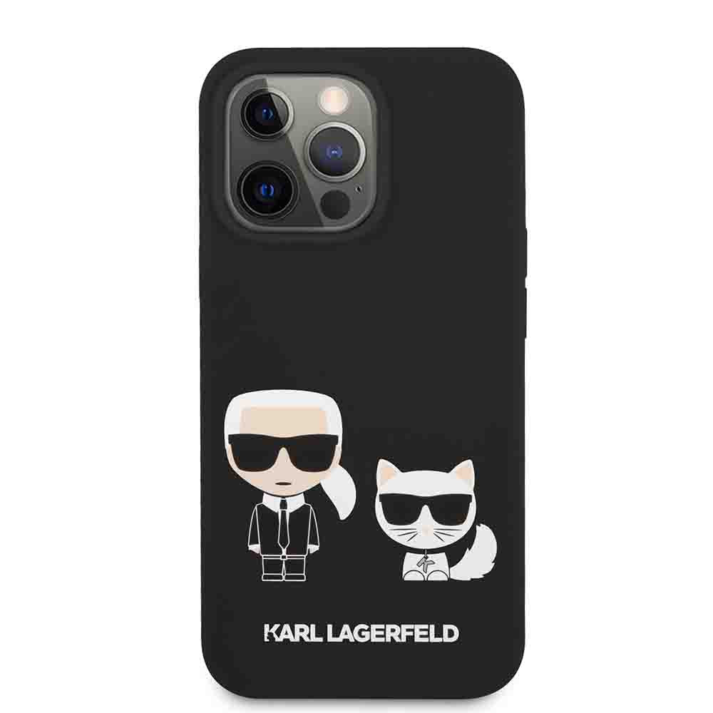 Karl Lagerfeld Liquid Silicone Case Karl And Choupette For iPhone 13 Pro Max (6.7") - Black