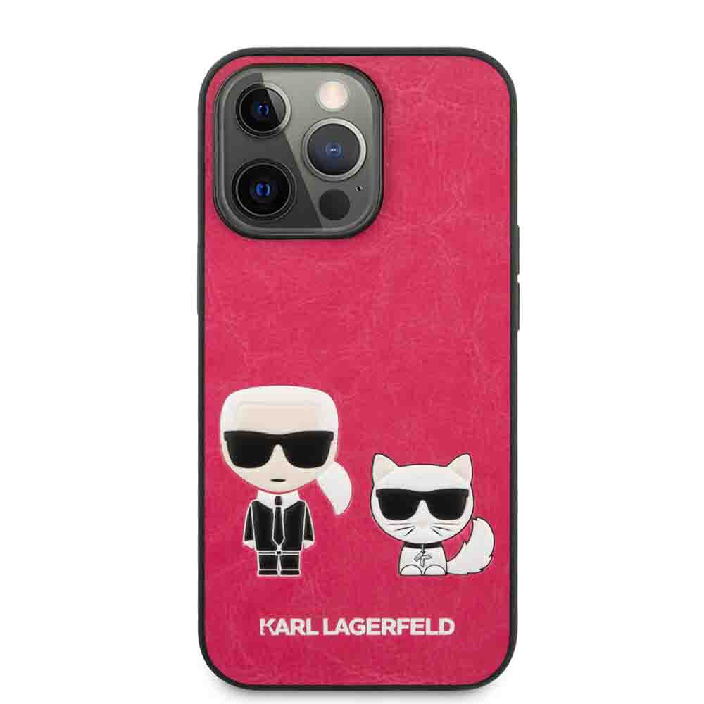 Karl Lagerfeld PU Leather Case Karl & Choupette Bodies Embossed For iPhone 13 Pro Max (6.7