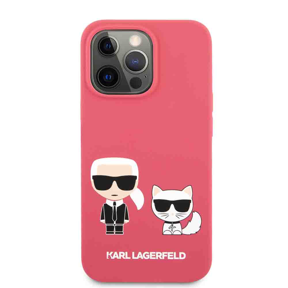 Karl Lagerfeld Liquid Silicone Case Karl And Choupette For iPhone 13 (6.1") - Pink