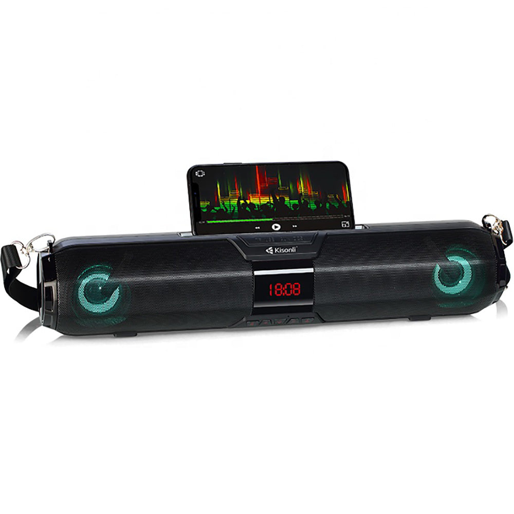 Kisonli LED 900 Bluetooth Sound Bar Speaker with TF AUX FM LED Phone Stand (4798346690660)