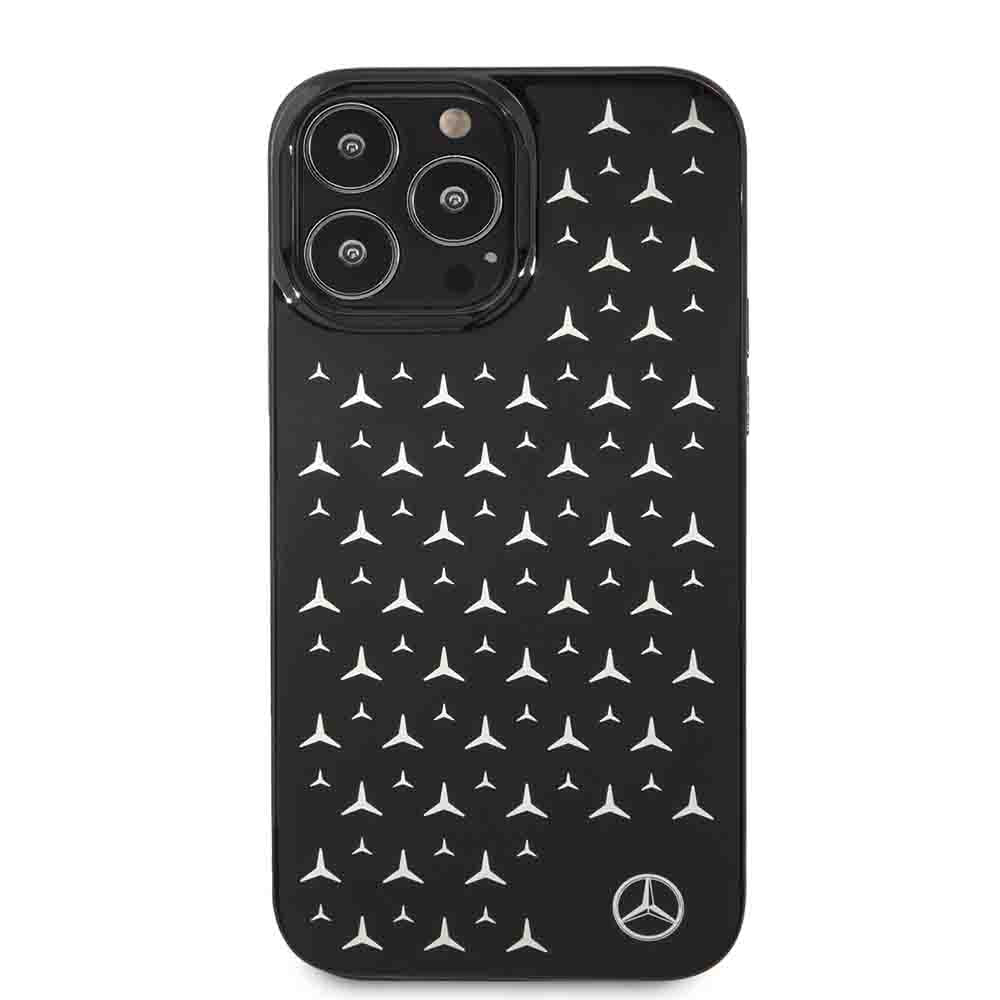 Mercedes Benz PC/TPU Case With Electroplated Stars Pattern For iPhone 13 Pro Max (6.7") - Black