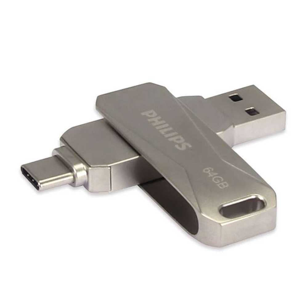 Clé USB 2-en-1 3.1 USB-C Philips Midnight Black 64Go sur