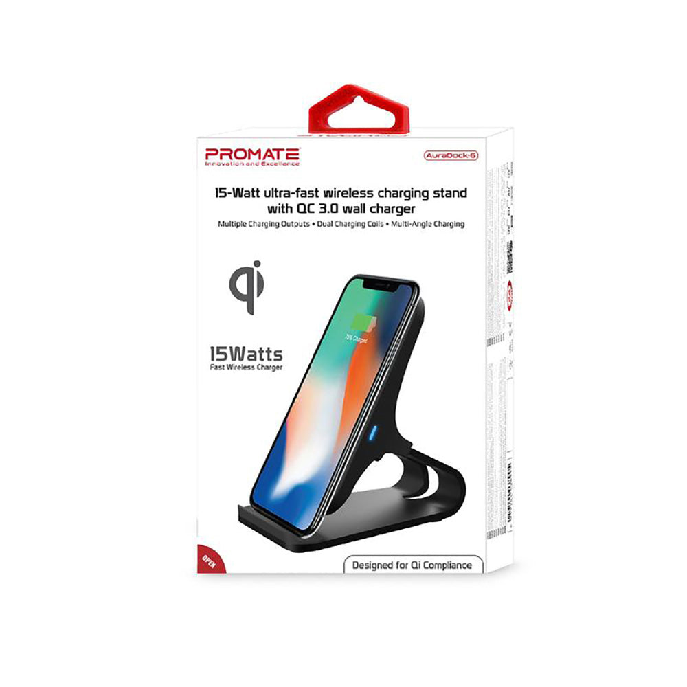 Promate Auradock 6 - Ultra-Fast 15W Wireless Charger (4610988408932)