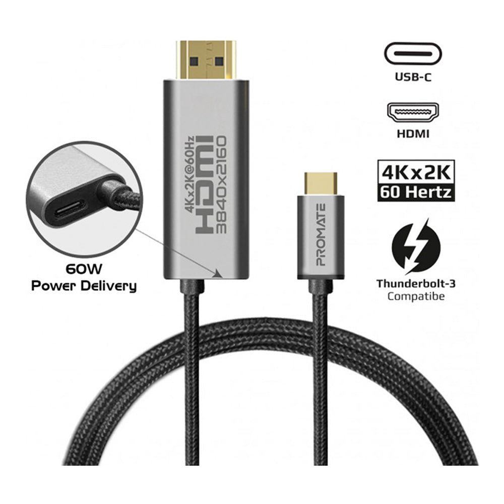 Promate HDMI-PD60 USB-C / HDMI 4K 60Hz 1.8M (4860889432164)