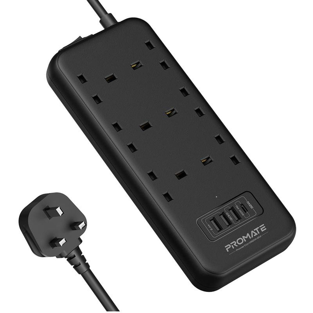 Promate Powercord32W-2M 6-Outlet Surge Protected Power Strip
