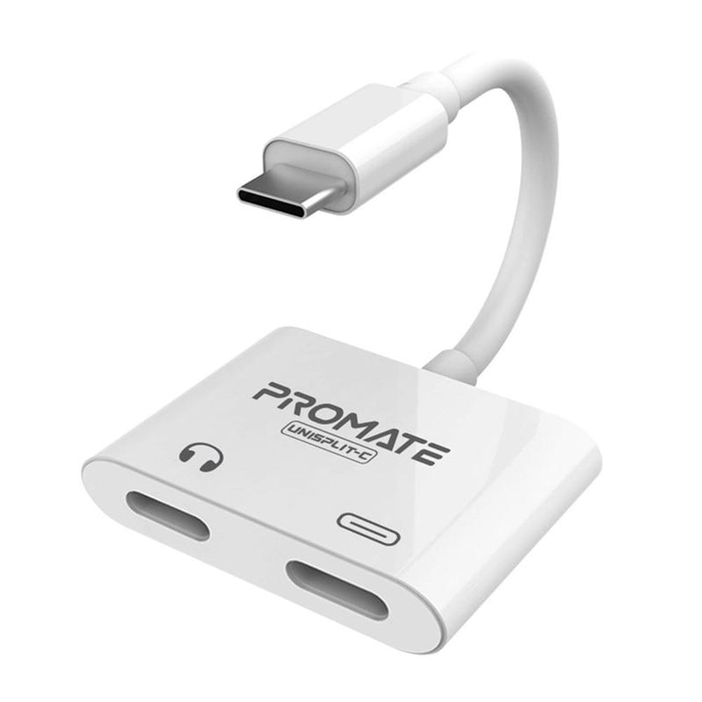 Promate UniSplit-C 2-in-1 Audio & Charge USB-C Adapter (4811732320356)