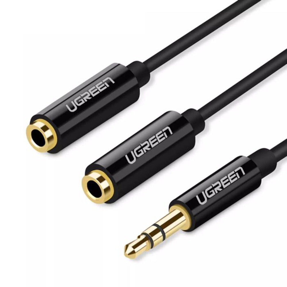 UGreen 3.5mm Male to 2 Female Audio Cable 25cm (Black) - 20816 (4823645814884)