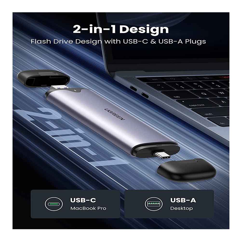 UGreen M.2 NVME SSD Enclosure with 2 in 1 USB-C and USB-A Ports - 70532