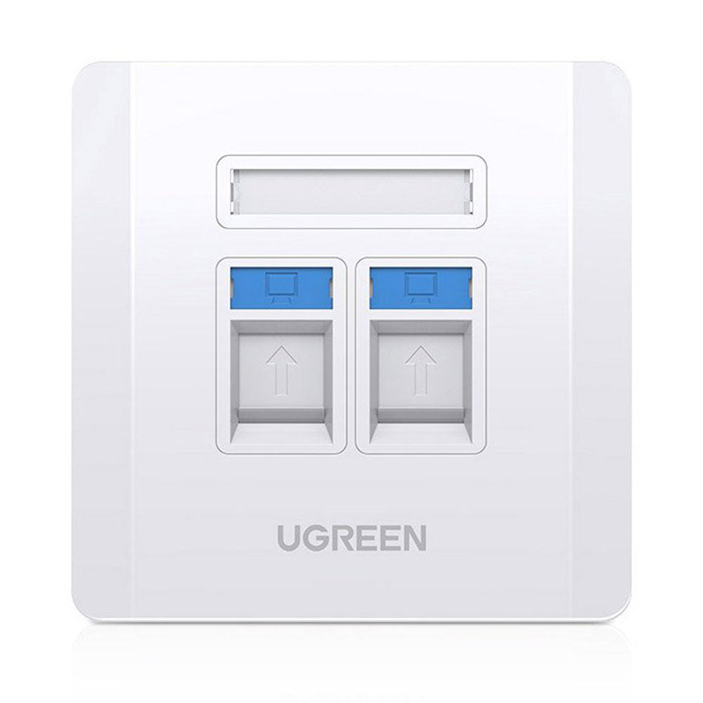 UGreen Dual Port Wall Plate LAN / RJ45 / RJ11 - 80182